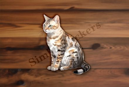 Bengal cat staring, watercolour