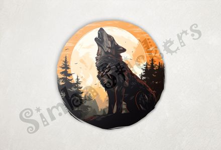 Wolf centered around moon howling