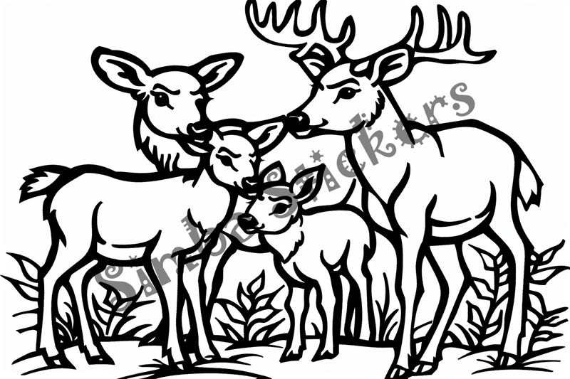 Colouring pages, bundle of singular elk calves or with calves, 10 images
