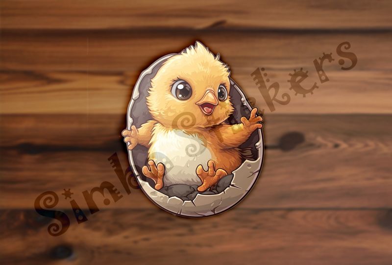Chick holding onto wall of half-intact eggshell