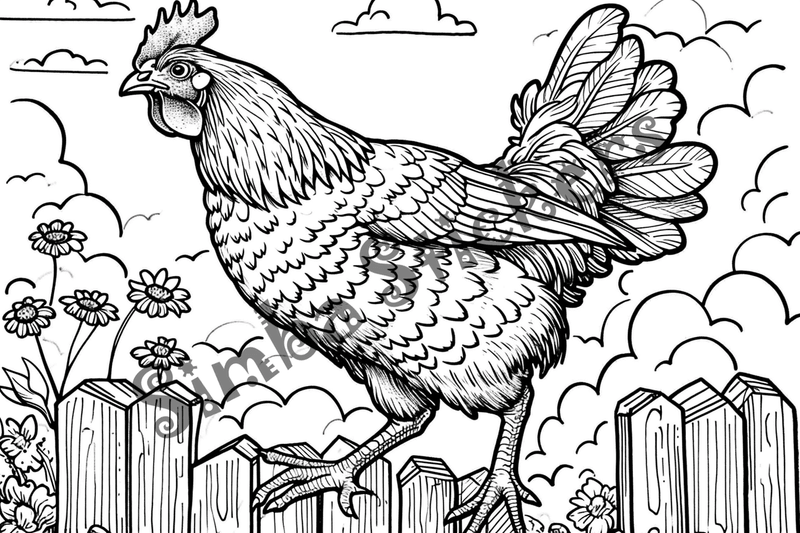 Colouring pages, bundle of chicken, 10 images