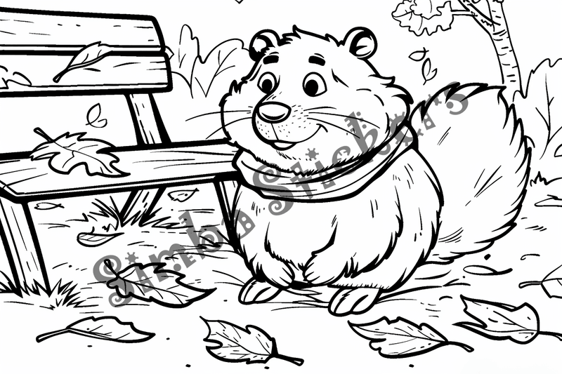 Colouring pages, bundle of singular beavers, 25 images