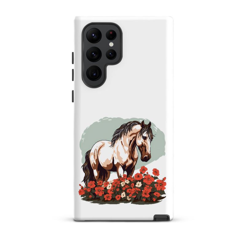 Tough Case for Samsung, Brown horse in field of red flowers, n4w2fj