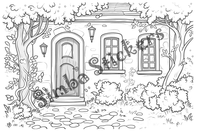 Colouring pages, bundle of houses, 25 images