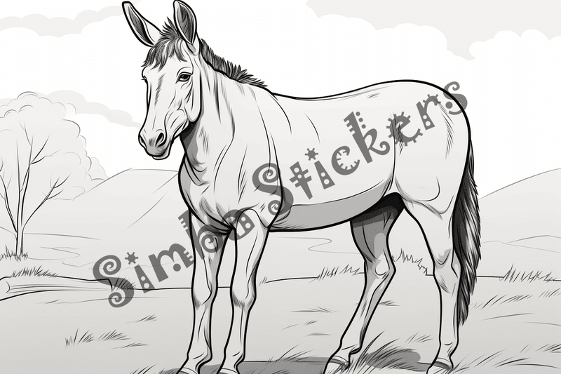 Colouring pages, bundle of mules, 25 images