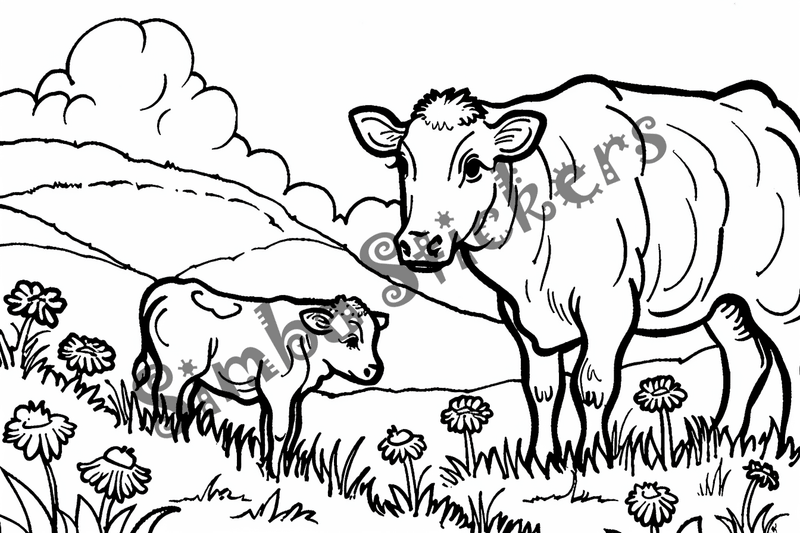 Colouring pages, bundle of cattle, 50 images
