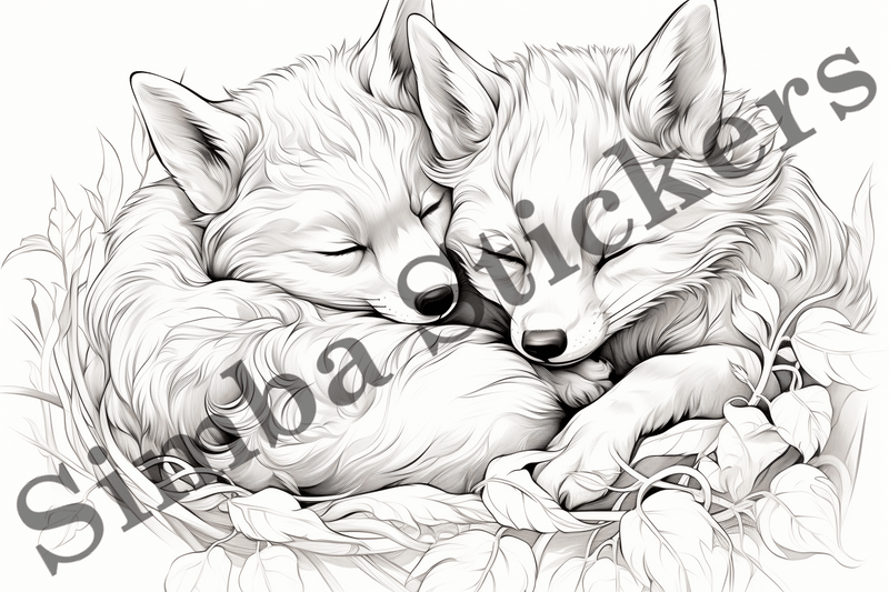 Colouring pages, Bundle of foxes, 25 images