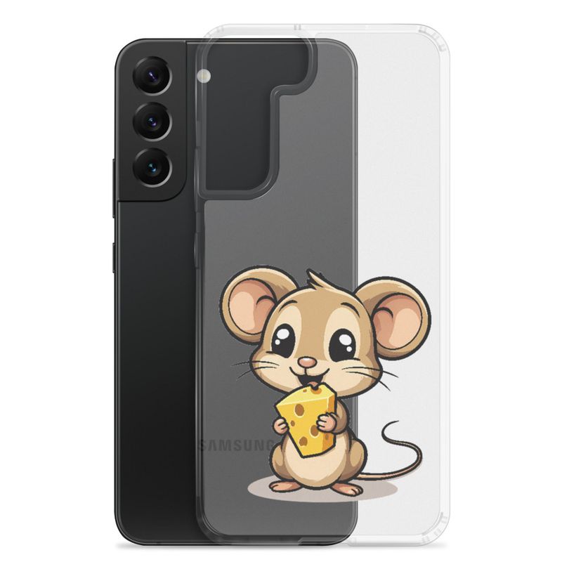 Clear Case for Samsung, Small Mouse happily licking large chunk of cheese, pqapy6