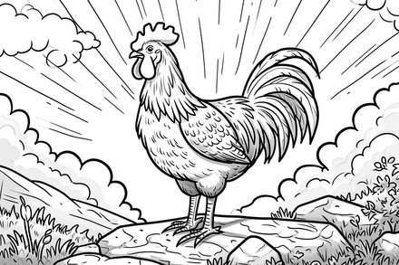 Colouring pages, bundle of chicken roosters, 10 images