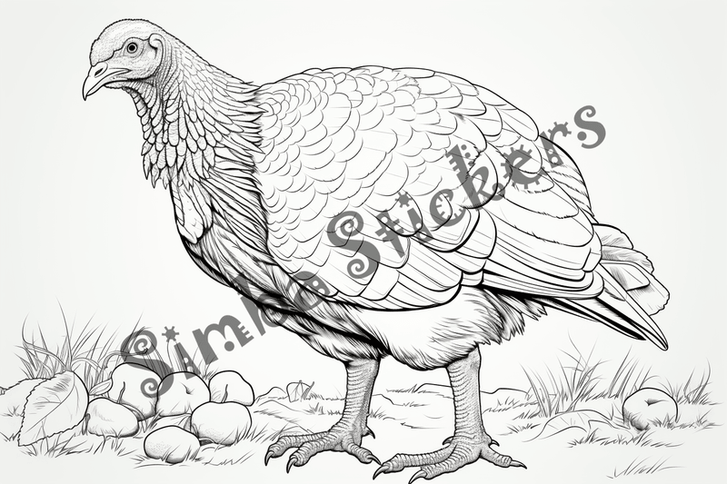 Colouring pages, bundle of individual turkeys, 25 images