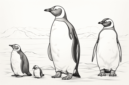 Colouring pages, bundle of penguins 2, 25 images