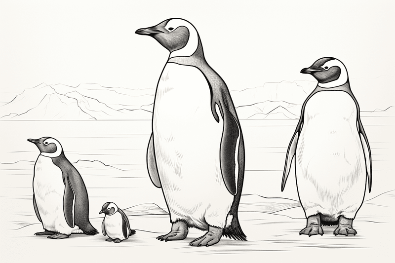 Colouring pages, bundle of penguins 2, 25 images