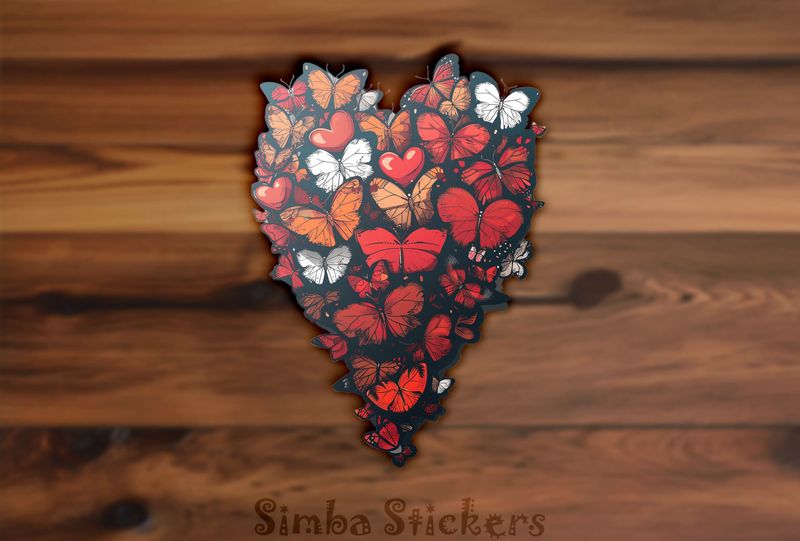 Butterflies forming romantic Valentine&#x27;s heart shape, watercolour, vni2q3