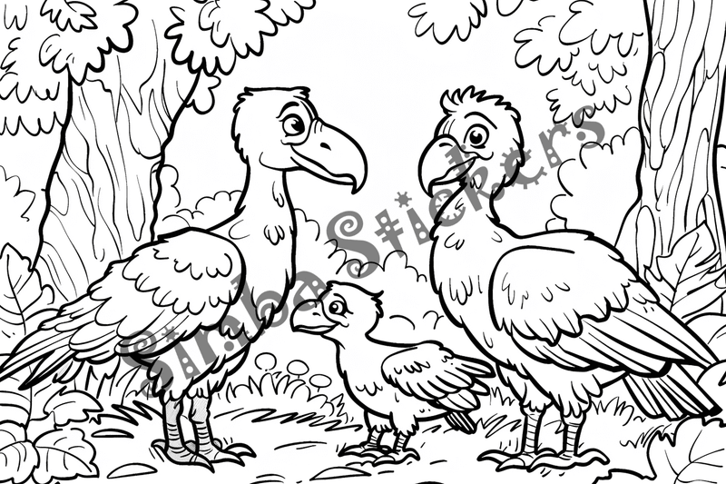 Colouring pages, bundle of vultures with chicks or eggs, 25 images, rm6krw