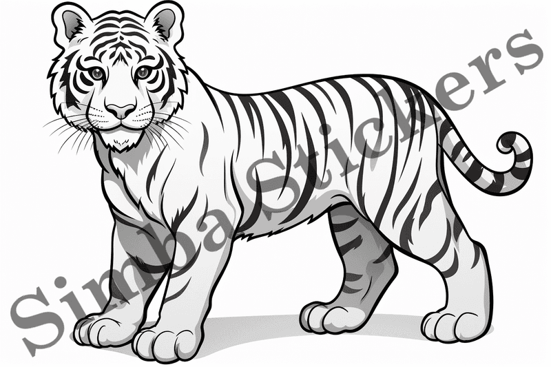 Colouring pages, bundle of tigers, 10 images