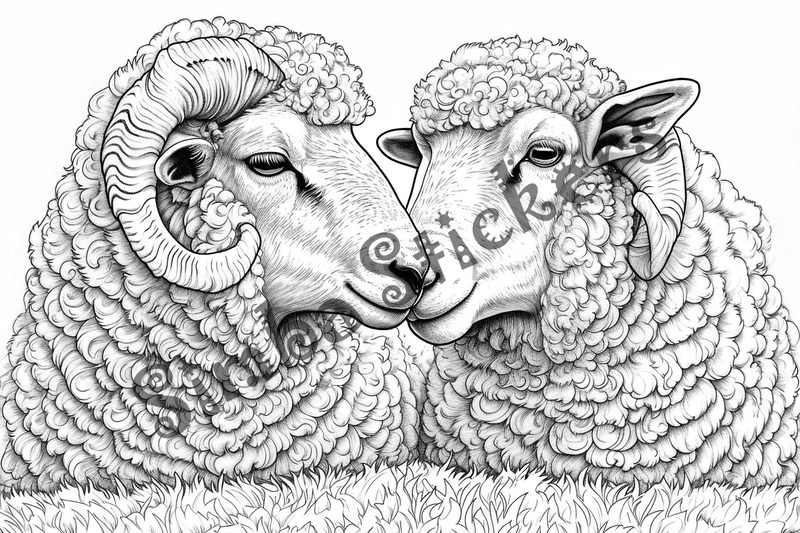 Colouring pages, bundle of multiple sheep, 10 images