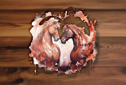Horses in love, watercolour