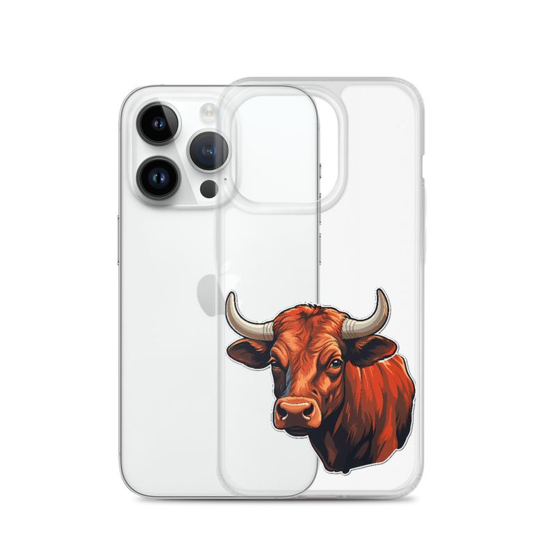 Clear Case for iPhone, Bull face, partial side view, bpor80