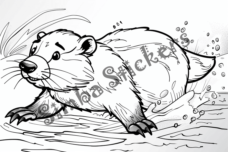 Colouring pages, bundle of singular beavers, 25 images
