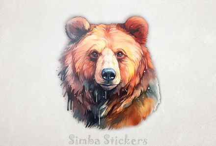 Bear staring, warm watercolour, e8xlk4