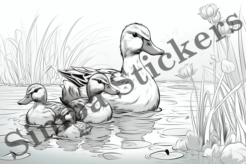 Colouring pages, Bundle of ducks in love, 25 images