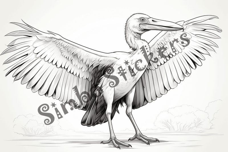 Colouring pages, bundle of marabou storks, 25 images