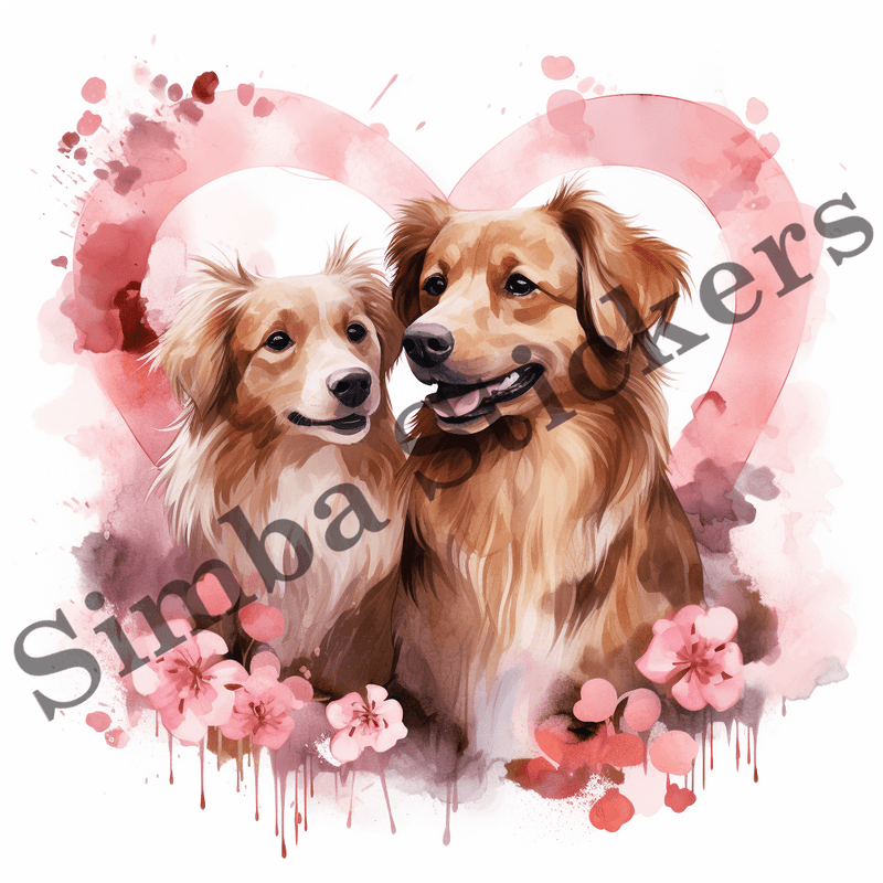Dogs in love, watercolour, image set, 10 images