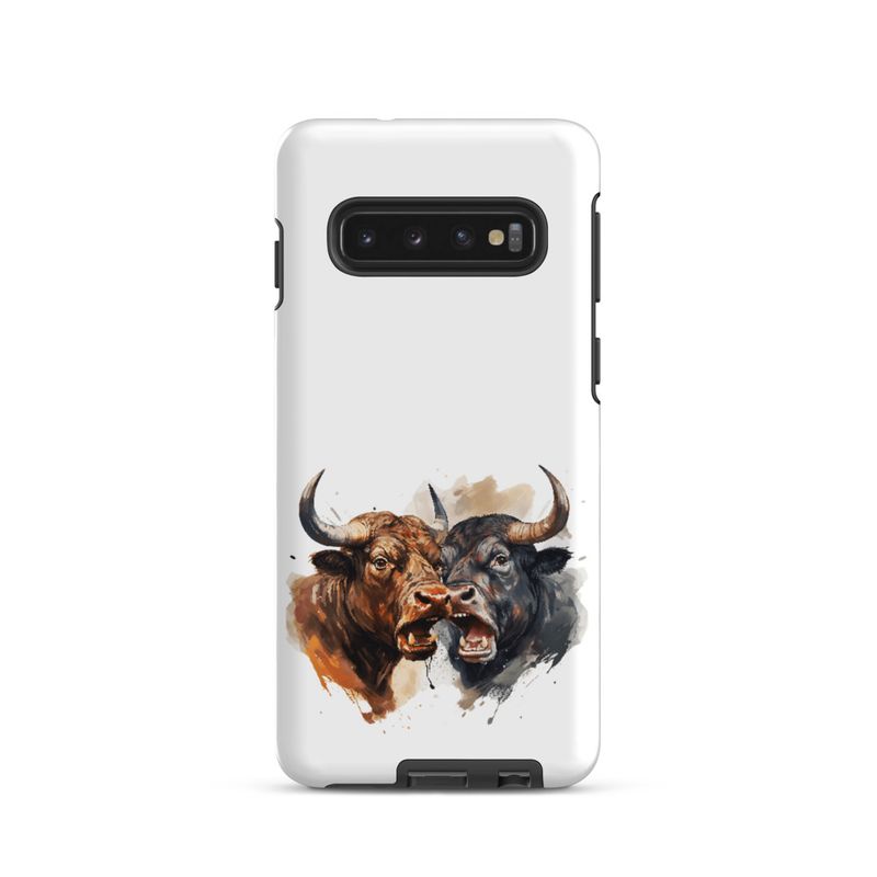 Tough Case for Samsung, Bulls facing up to each other, watercolour, dx5eff