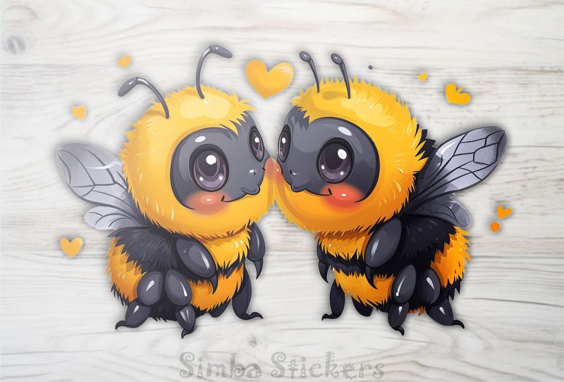 Bees blushing in love cheek-to-cheek