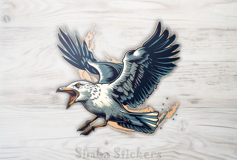 Seagull screaming in flight, blu8la