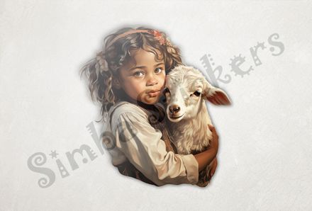 Goat kid held by small girl