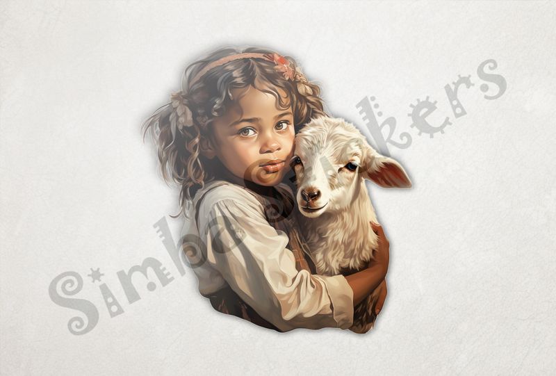Goat kid held by small girl
