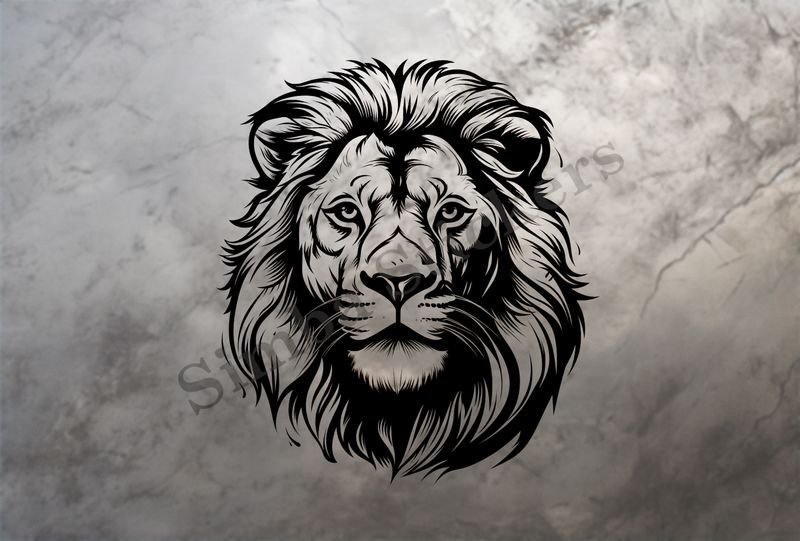 Majestic lion face, outline art, afrjkv