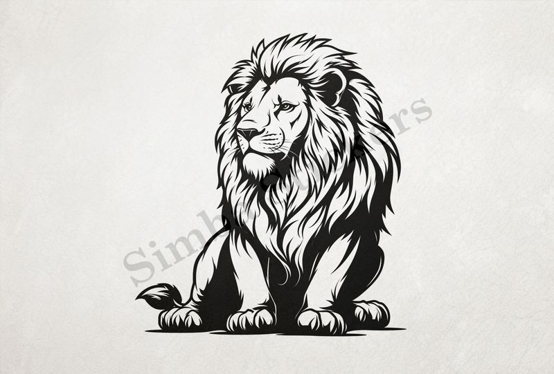 Majestic lion , outline art