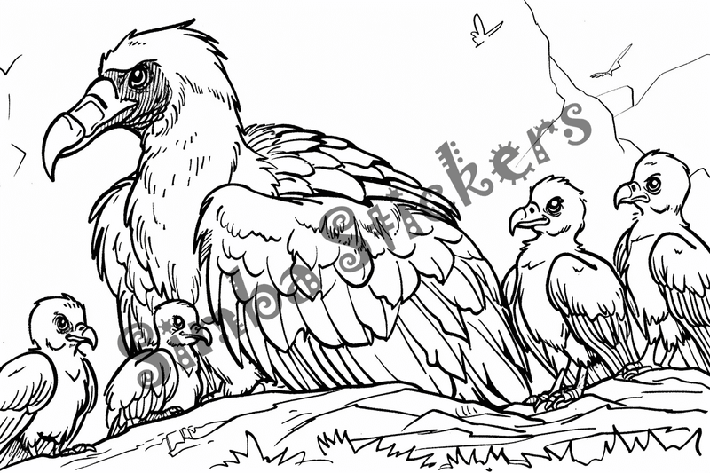 Colouring pages, bundle of vultures, 50 images, kqxcna