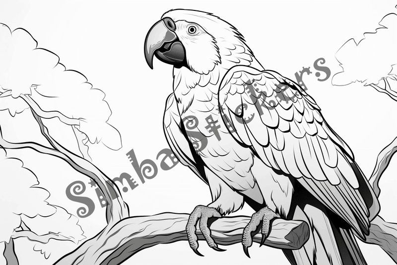 Colouring pages, bundle of parrots 2, 25 images