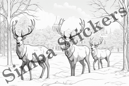 Colouring pages, bundle of deer, 25 images
