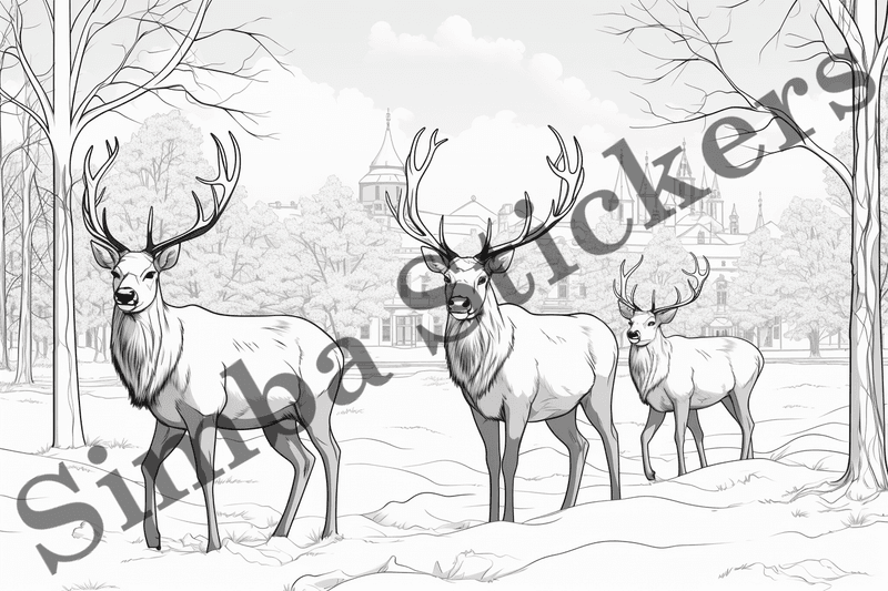 Colouring pages, bundle of deer, 25 images