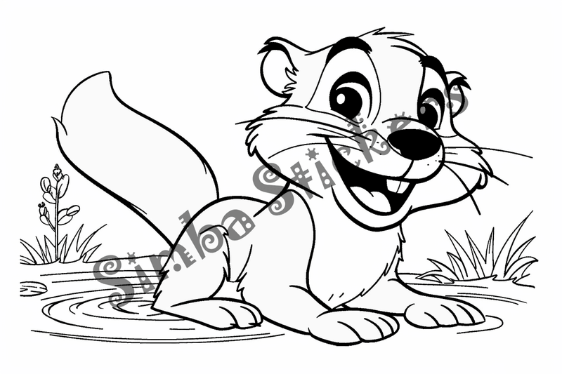 Colouring pages, bundle of singualar beavers, 10 images