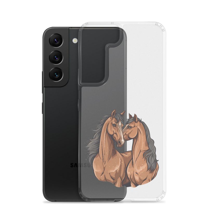 Clear Case for Samsung, Two brown horses snuggling, tdwcyd