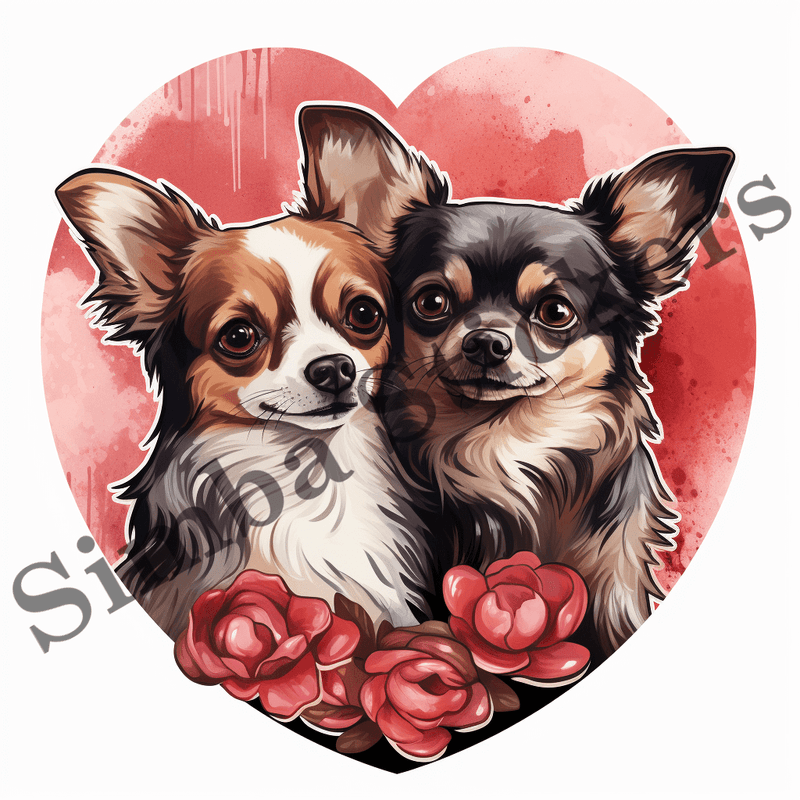 Chihuahua dogs in love, image set, 10 images
