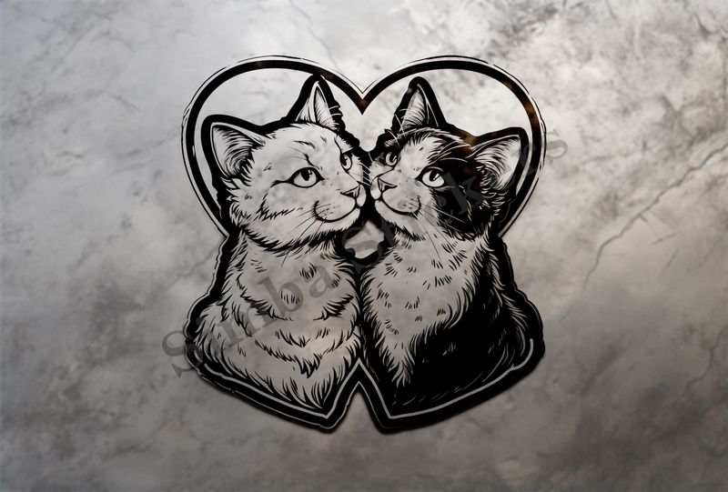 Cats, romantic, outline art