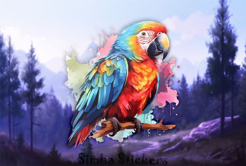 Parrot perching, watercolour, xh4agh