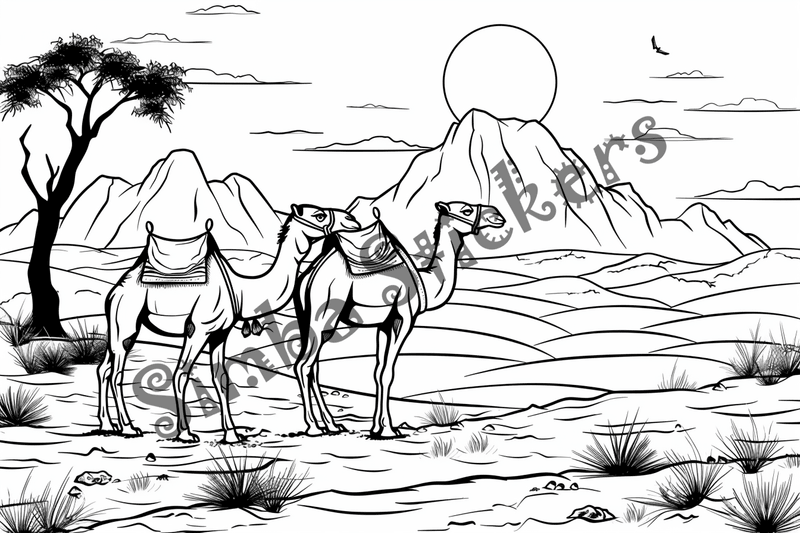 Colouring pages, bundle of Sahara Desert, 25 images 2