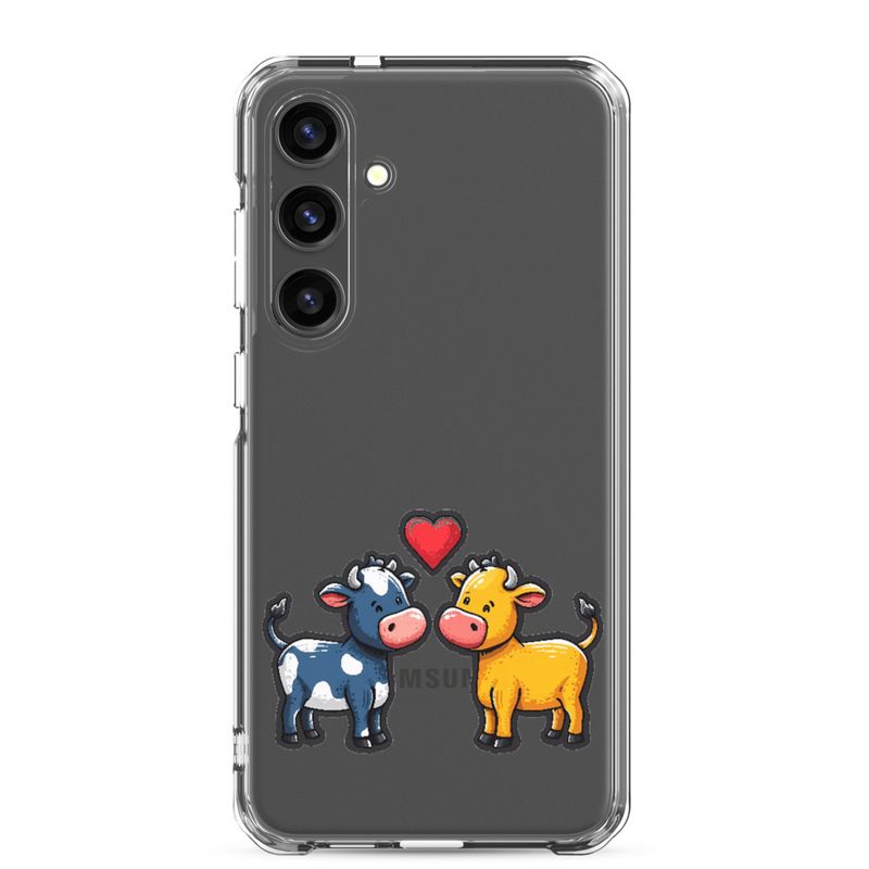 Clear Case for Samsung, Cattle, bull and cow in love, colourful , heart in picture, fvta2y