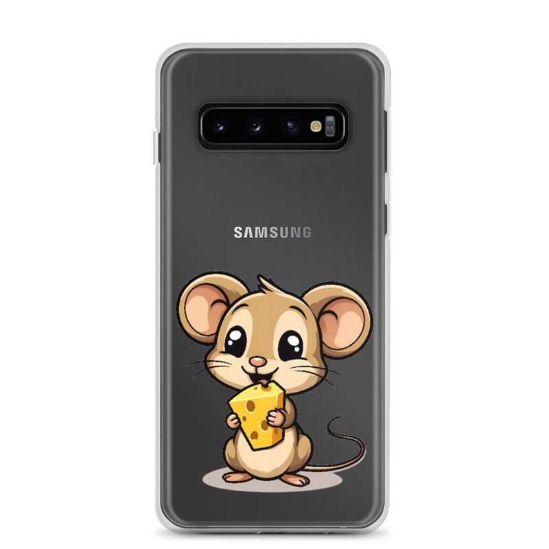 Clear Case for Samsung, Small Mouse happily licking large chunk of cheese, pqapy6