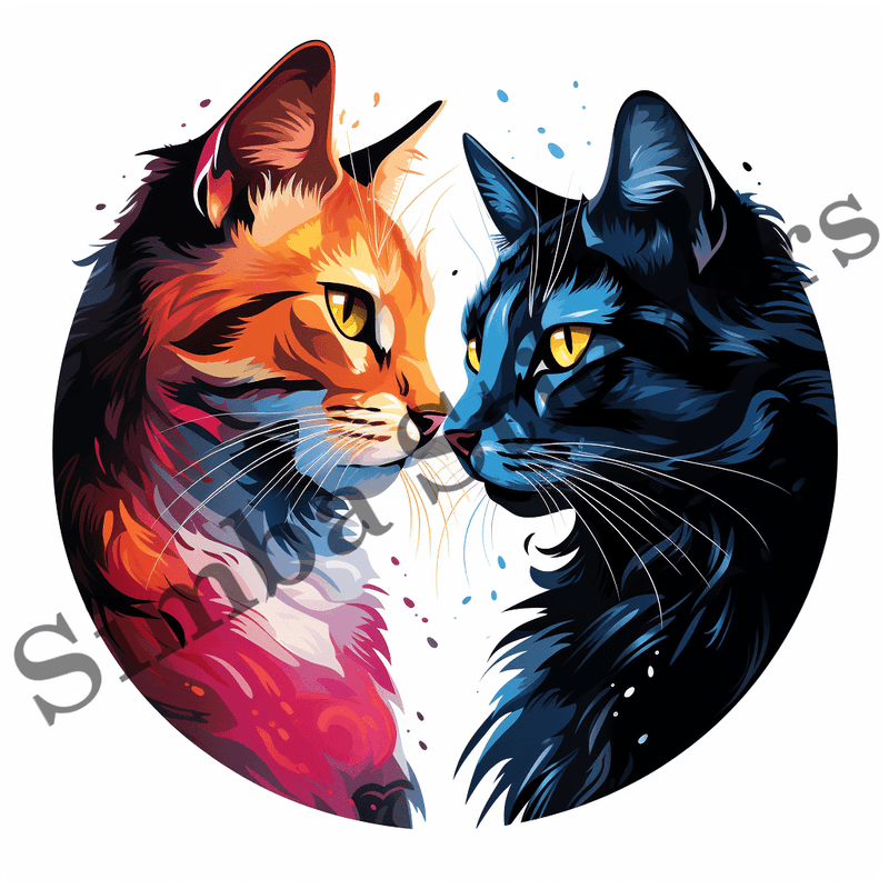 Cats in love, nose-to-nose, image set, 10 images
