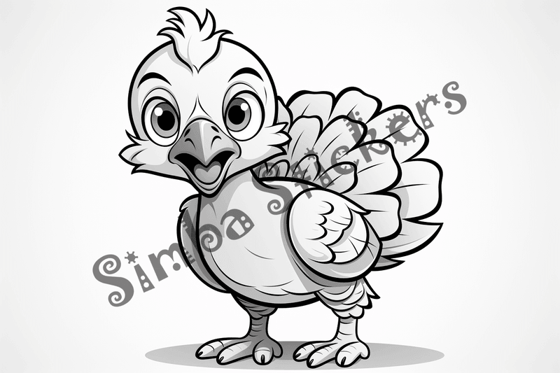 Colouring pages, bundle of individual turkeys, 25 images