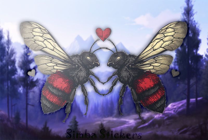 Bees antenna-to-antenna in love, buzzing