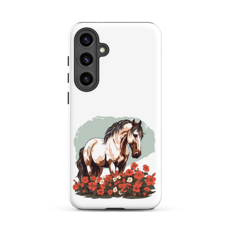 Tough Case for Samsung, Brown horse in field of red flowers, n4w2fj